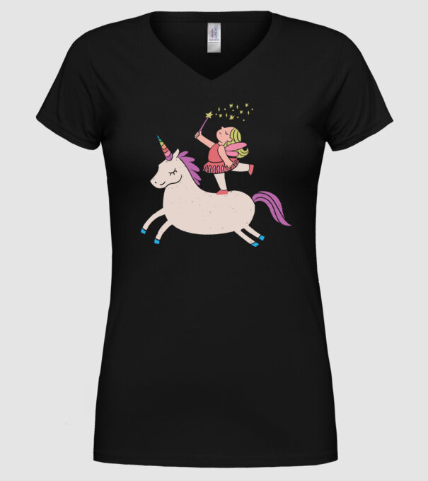 Zână Unicorn model negru pe tricou