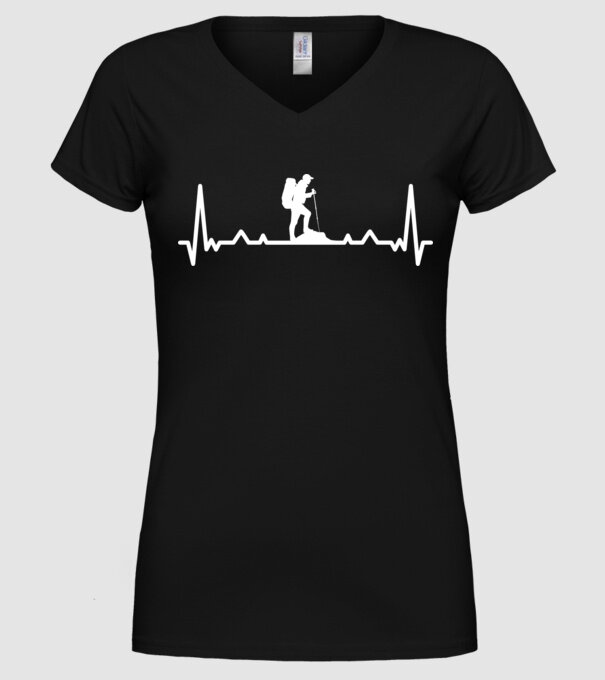 Drumeții Ritm cardiac ECG model negru pe tricou
