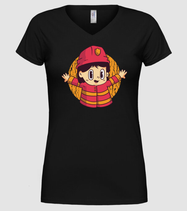 Pompier copil model negru pe tricou