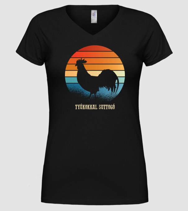 șoptind cu găinile model negru pe tricou