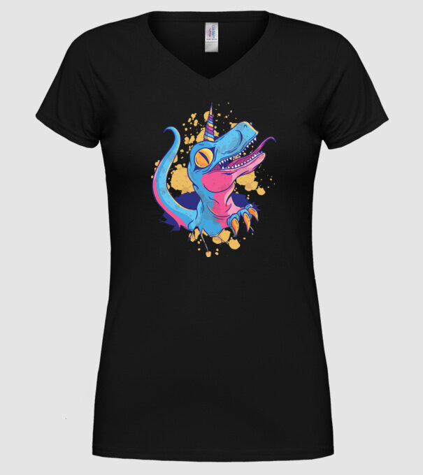 Unicornsaurus - Dinozaur Unicorn model negru pe tricou