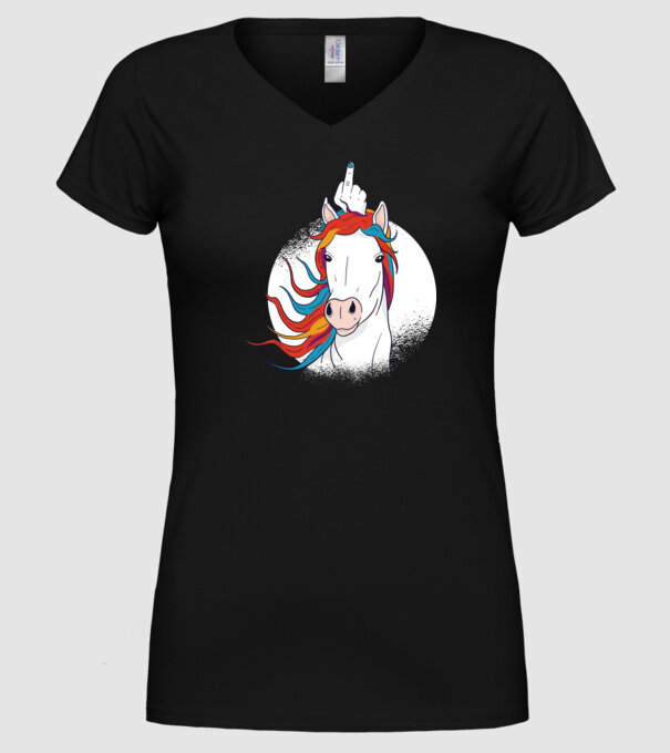 Unicorn Fuck Off model negru pe tricou