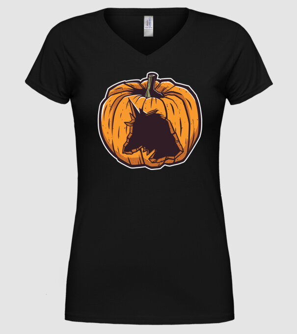 Dovleac de Halloween Unicorn model negru pe tricou