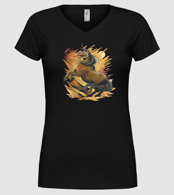 Unicorn Zombie model negru pe tricou