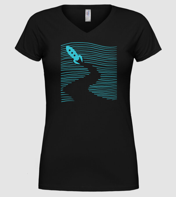 Navă spațială model negru pe tricou