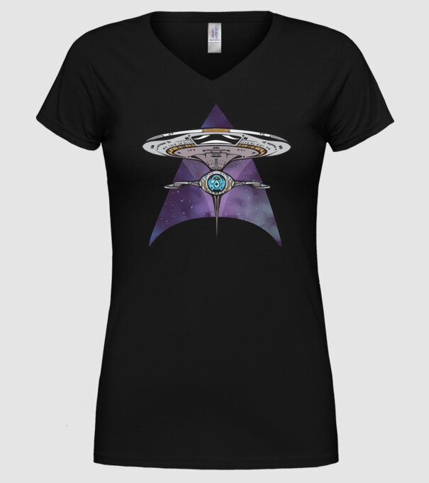 Navă spațială model negru pe tricou