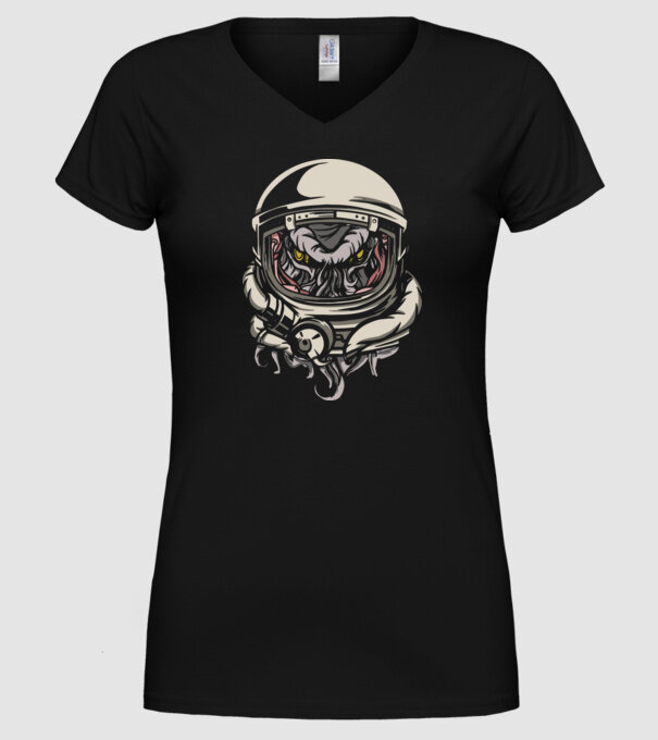 Cthulhu Astronaut model negru pe tricou