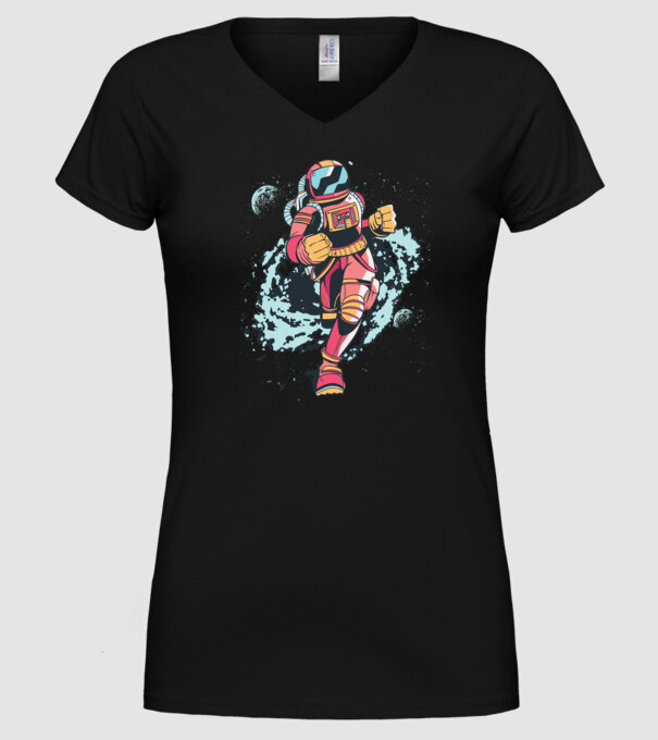 Alergare Astronaut model negru pe tricou
