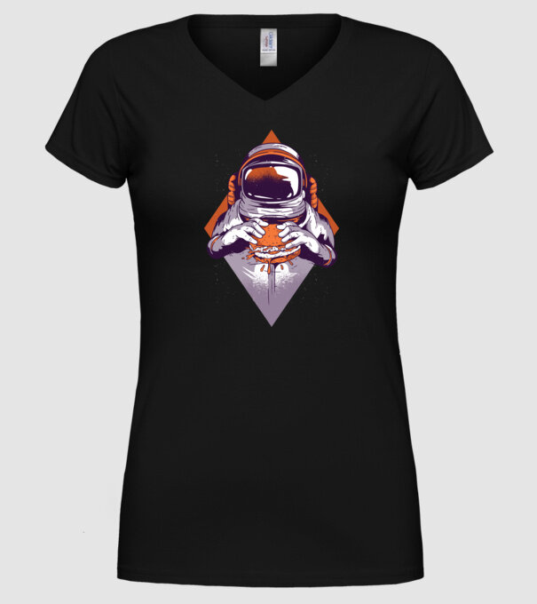 Hamburger Astronaut model negru pe tricou