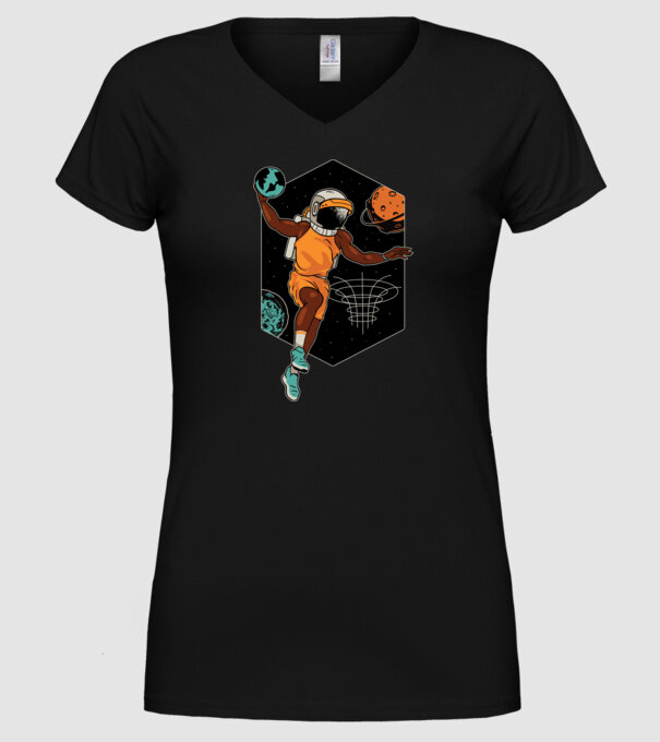 Astronaut Baschetbalist model negru pe tricou