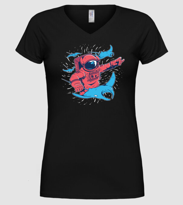 Diavol de mare gigant Astronaut model negru pe tricou