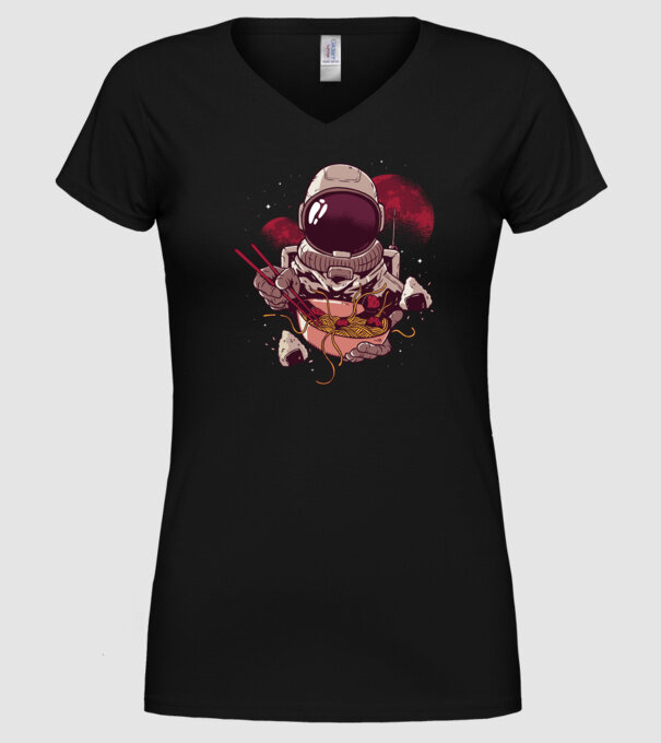 Astronaut Ramen model negru pe tricou