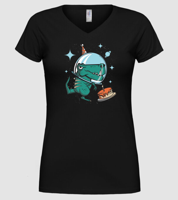 Astronaut T-rex Ziua de naștere model negru pe tricou
