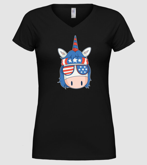 SUA unicorn model negru pe tricou