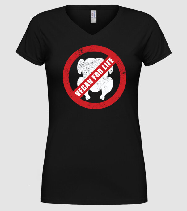Vegan pe viață model negru pe tricou