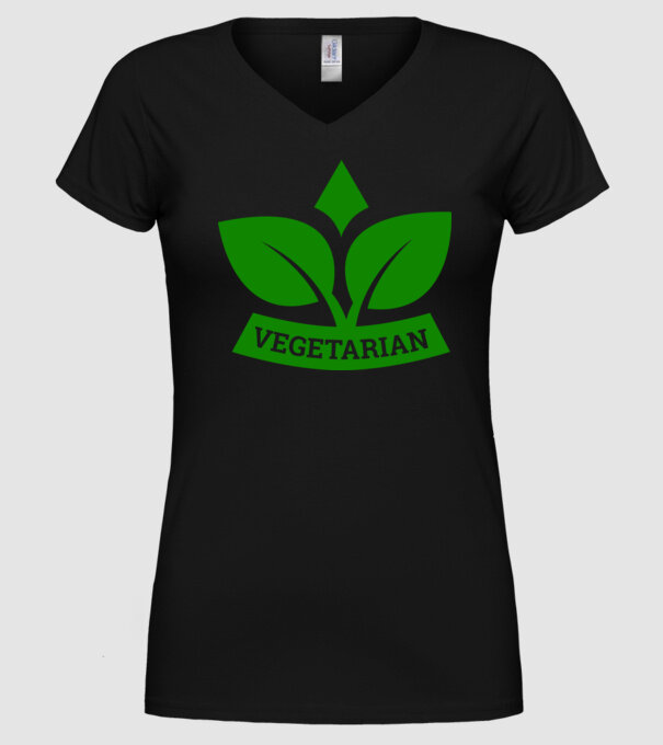 Vegetarian badge 1 model negru pe tricou