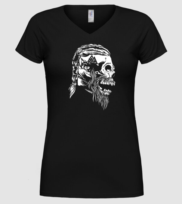 Craniu Viking model negru pe tricou