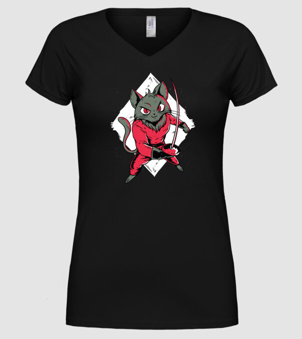 Pisică Scrimă model negru pe tricou