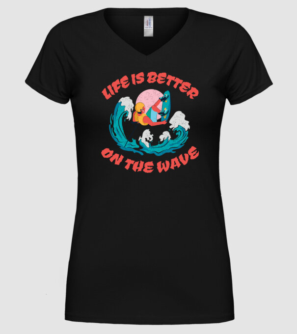 Wakeboard - Life is better on the wave model negru pe tricou