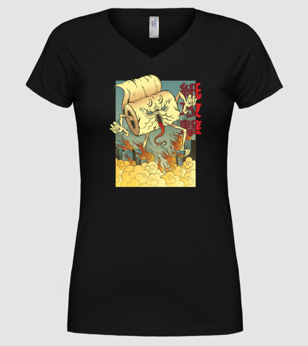 Monstru hârtie igienică model negru pe tricou