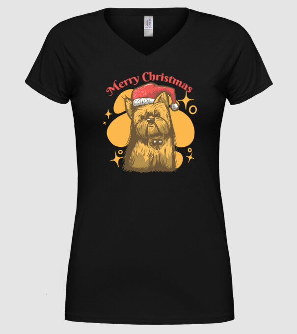 Crăciun Yorkie model negru pe tricou