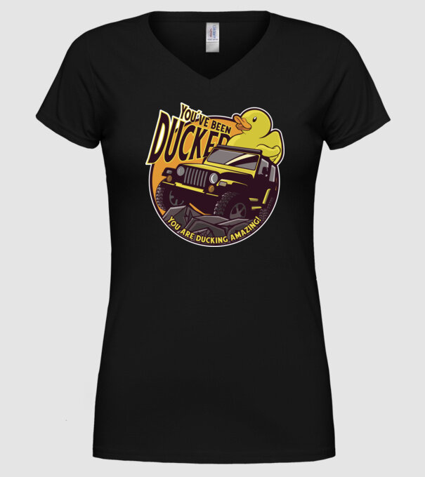 'You''ve been ducked - Off road SUV' model negru pe tricou
