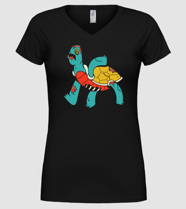 Broască țestoasă Zombie model negru pe tricou