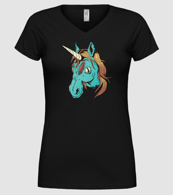 Unicorn Zombie model negru pe tricou