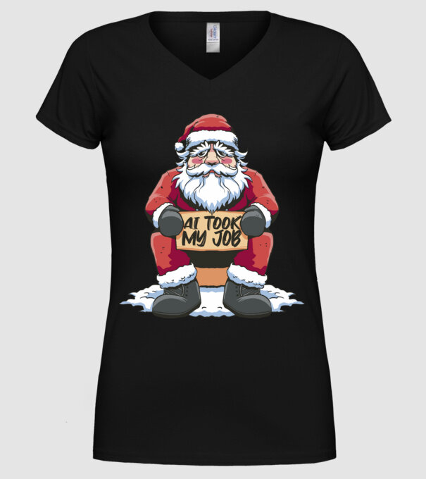AI took my job Santa model negru pe tricou