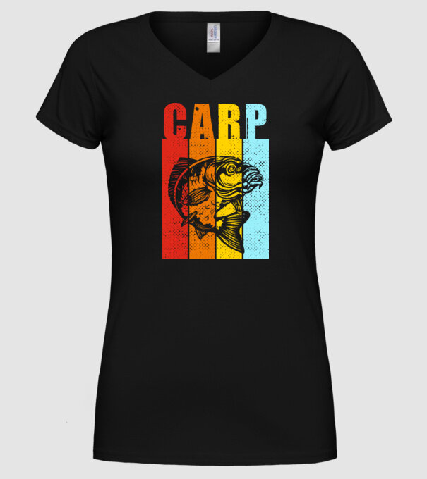 Carp Pescuit model negru pe tricou