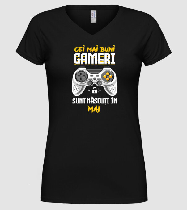 cei mai buni gameri sunt născuți în mai model negru pe tricou