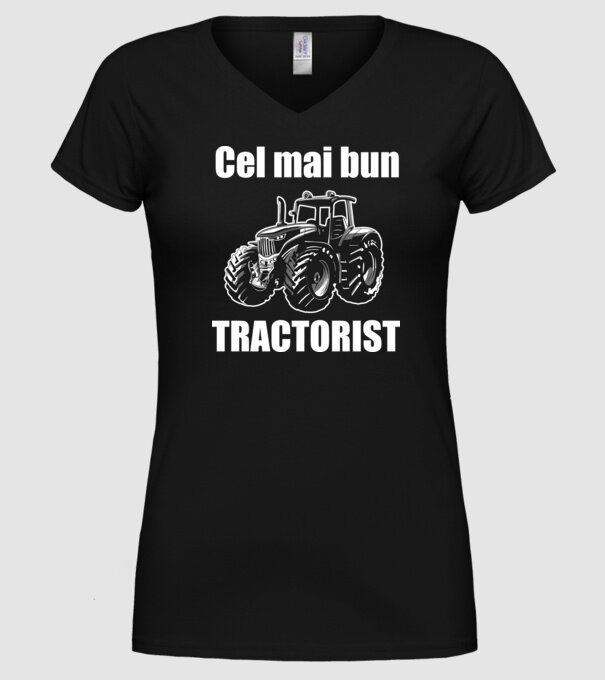Cel mai bun tractorist model negru pe tricou