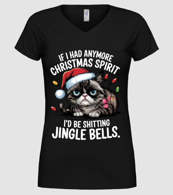 Christmas Spirit Grumpy Cat Negru model negru pe tricou