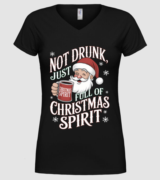 Christmas Spirit Santa model negru pe tricou