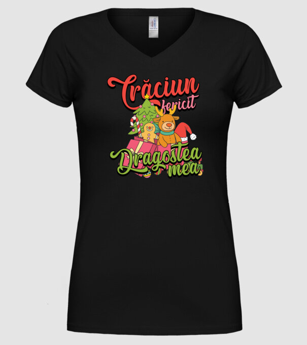 CRĂCIUN FERICIT DRAGOSTEA MEA model negru pe tricou
