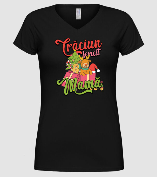 CRĂCIUN FERICIT MAMĂ model negru pe tricou