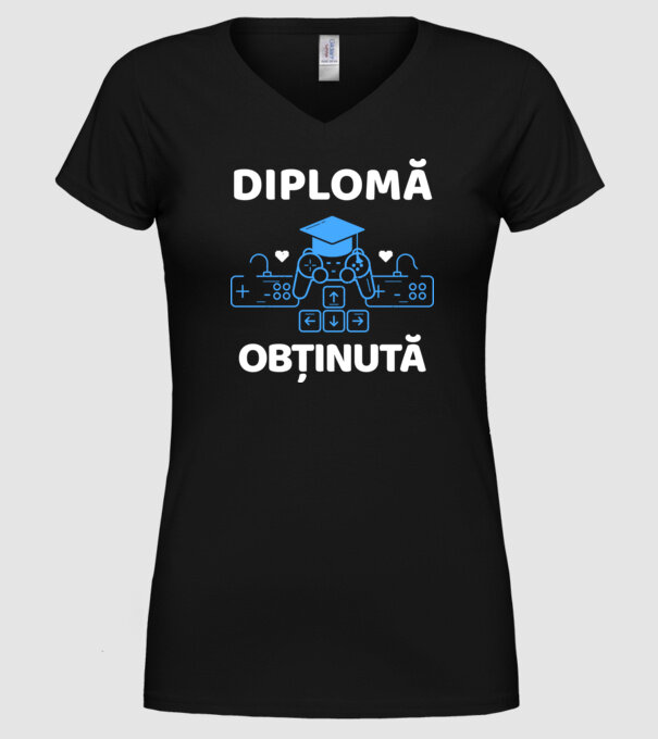 Diplomă obținută model negru pe tricou