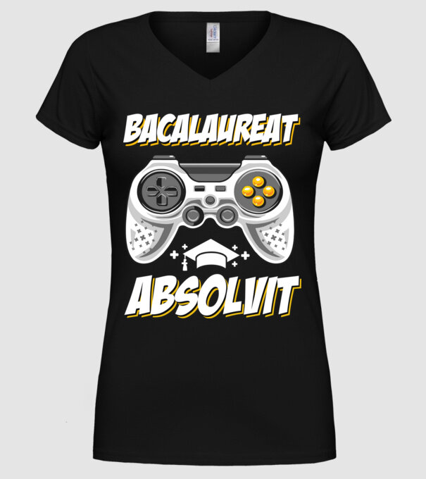 Gameri şcoală Bacalaureat model negru pe tricou