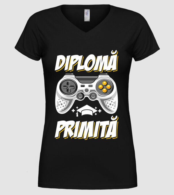 Gameri şcoală Diplomă model negru pe tricou