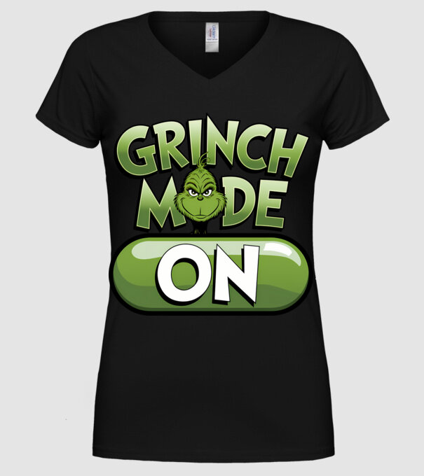 Grinch mode ON model negru pe tricou