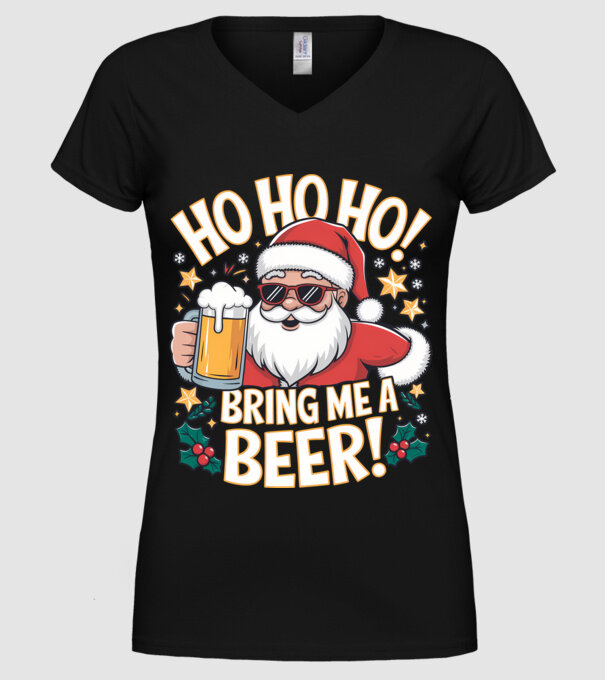 HO HO HO bring me a BEER santa Negru model negru pe tricou