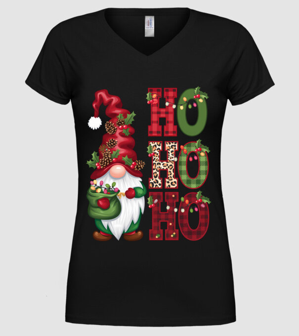 HOHOHO Gnome model negru pe tricou
