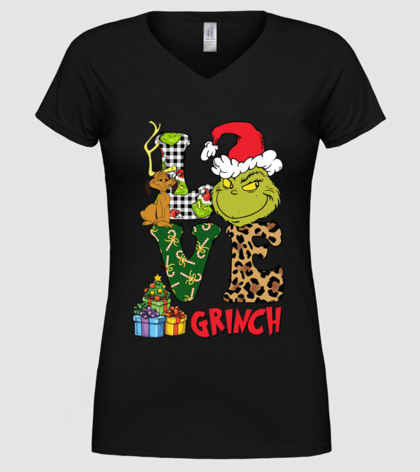 Love Grinch model negru pe tricou