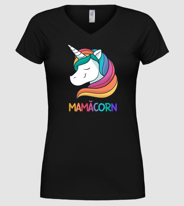 mamăcorn model negru pe tricou