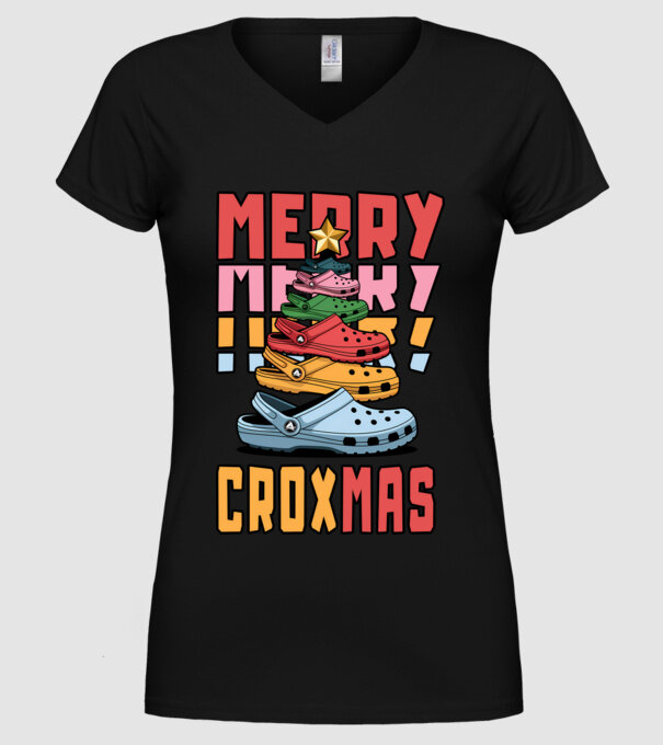 Merry Croxmas model negru pe tricou