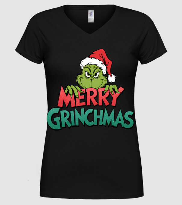 Merry Grinchmas model negru pe tricou