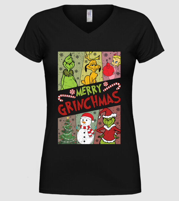 Merry Grinchmas - Grinch model negru pe tricou