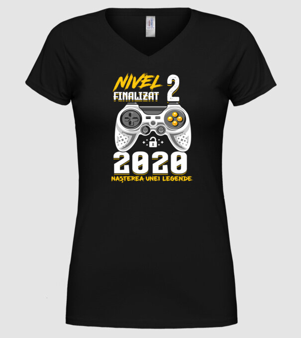 Nivel 2 finalizat. 2020 nașterea unei legende model negru pe tricou