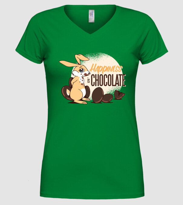 Fericirea este ciocolata model verde pe tricou