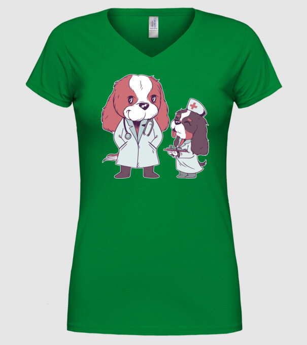 Veterinar câini model verde pe tricou